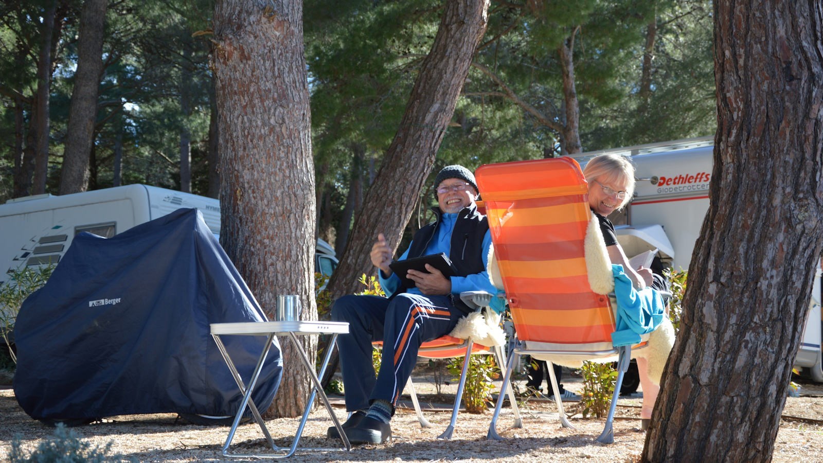 Winter Camping sunny day