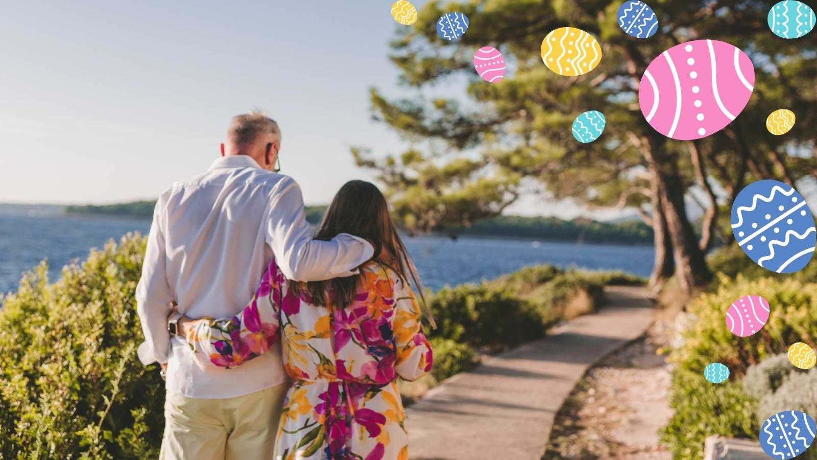 Couple walking by the sea