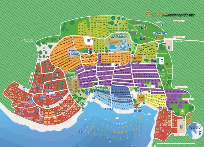 Mapa kempingu Village Cikat na wyspie Losinj